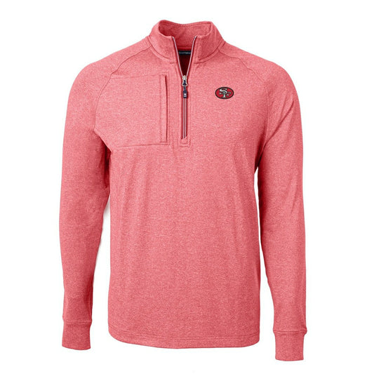San Francisco 49ers Cutter & Buck Big & Tall Adapt Eco Raglan Quarter-Zip Jacket - Heather Scarlet cheap