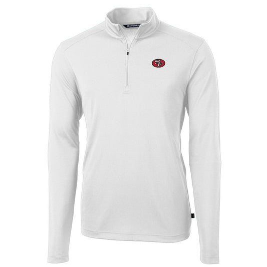 San Francisco 49ers Cutter & Buck Big & Tall Virtue Eco Pique Quarter-Zip Jacket - White on sale