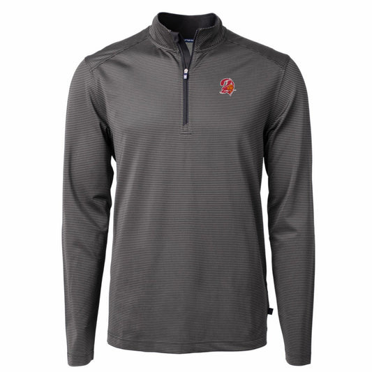 Tampa Bay Buccaneers Cutter & Buck Big & Tall Virtue Eco Pique Micro Stripe Tri-Blend Quarter-Zip Jacket - Black cheap
