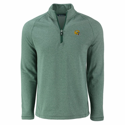 Green Bay Packers Cutter & Buck Peshastin Eco Fleece Tri-Blend Raglan Recycled Quarter-Zip Jacket - Heather Green cheap