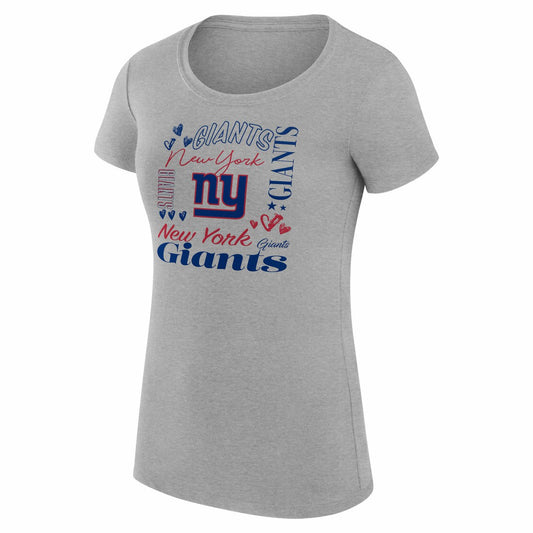 New York Giants G-III 4Her by Carl Banks Women's Super-Slim Fit Lightweight Collage Team T-Shirt - Heather Gray outlet