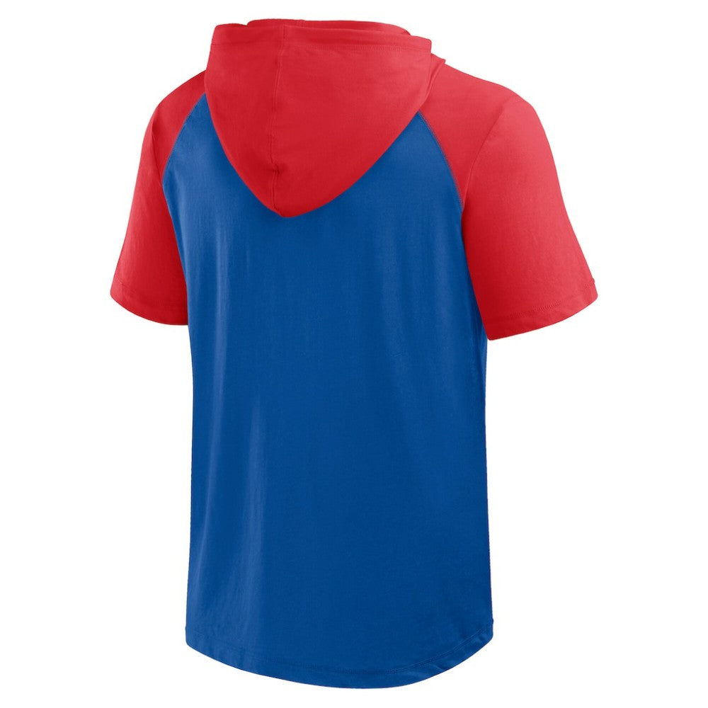 Chicago Cubs Logo Athletic Prime Raglan Short Sleeve Hoodie T-Shirt - Royal