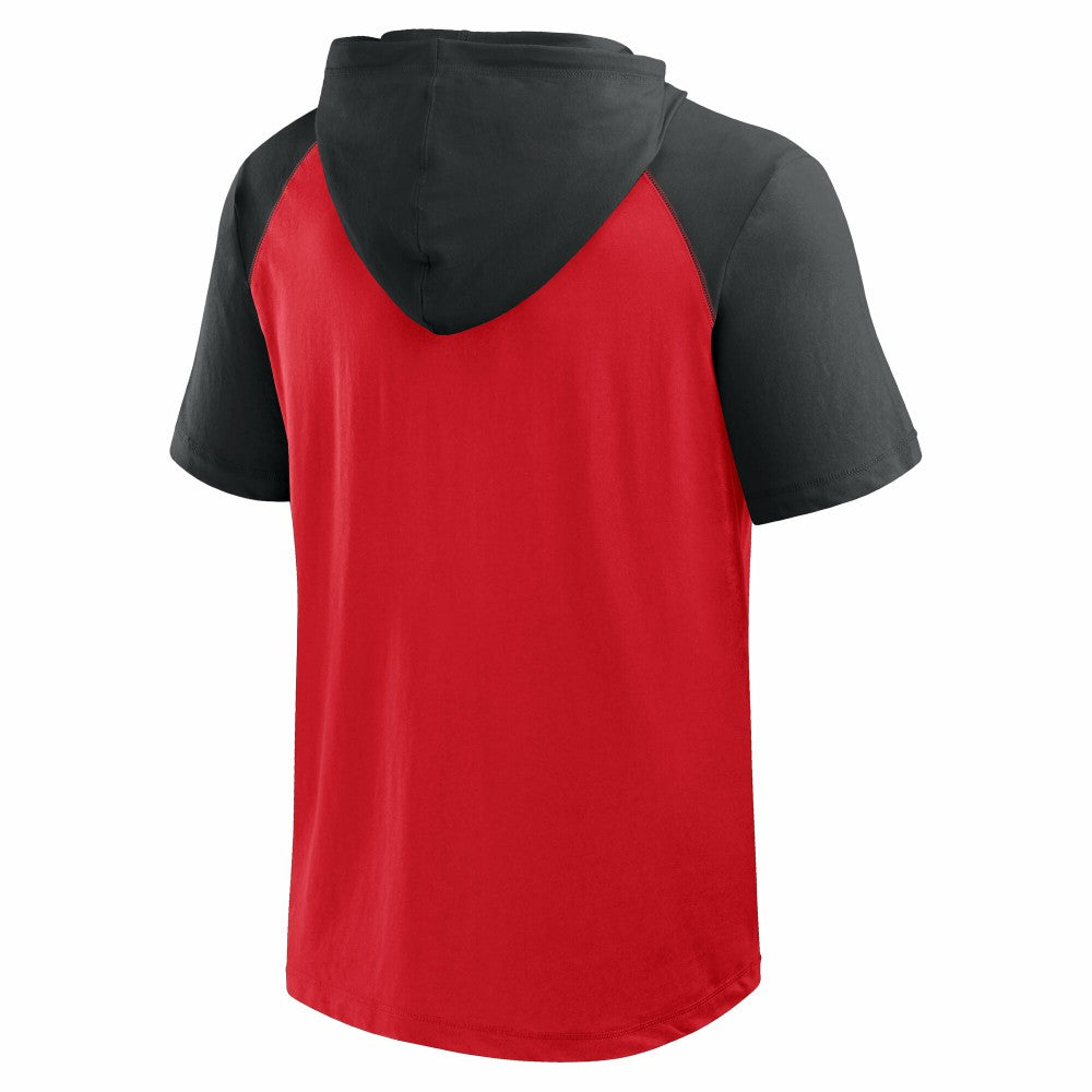 Cincinnati Reds Logo Athletic Prime Raglan Short Sleeve Hoodie T-Shirt - Red