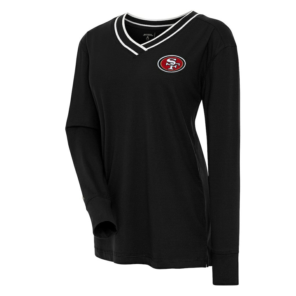 San Francisco 49ers Antigua Women's Symbolic Long Sleeve V-Neck Top - Black sale