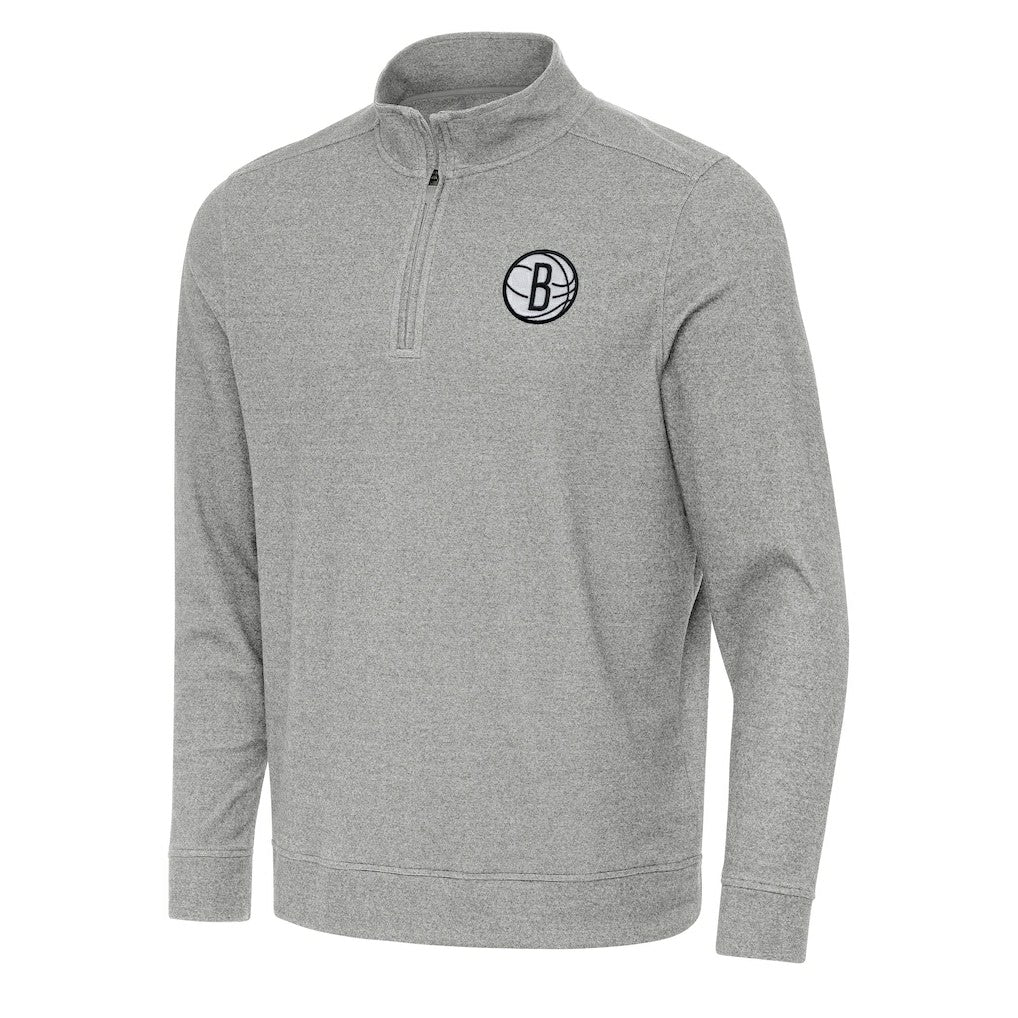 Brooklyn Nets Antigua Subtle Quarter-Zip Sweatshirt - Heather Gray on sale