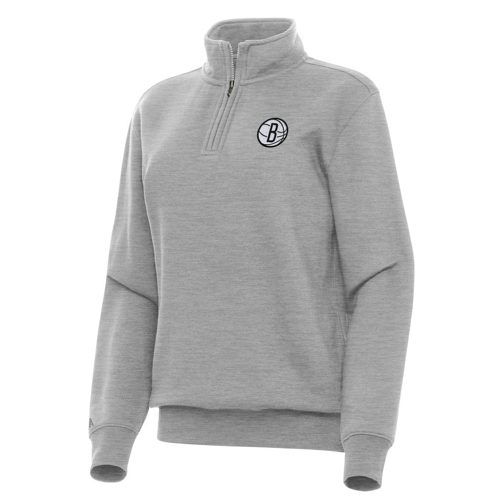 Brooklyn Nets Antigua Women's Victory Quarter-Zip Sweatshirt - Heather Gray on sale