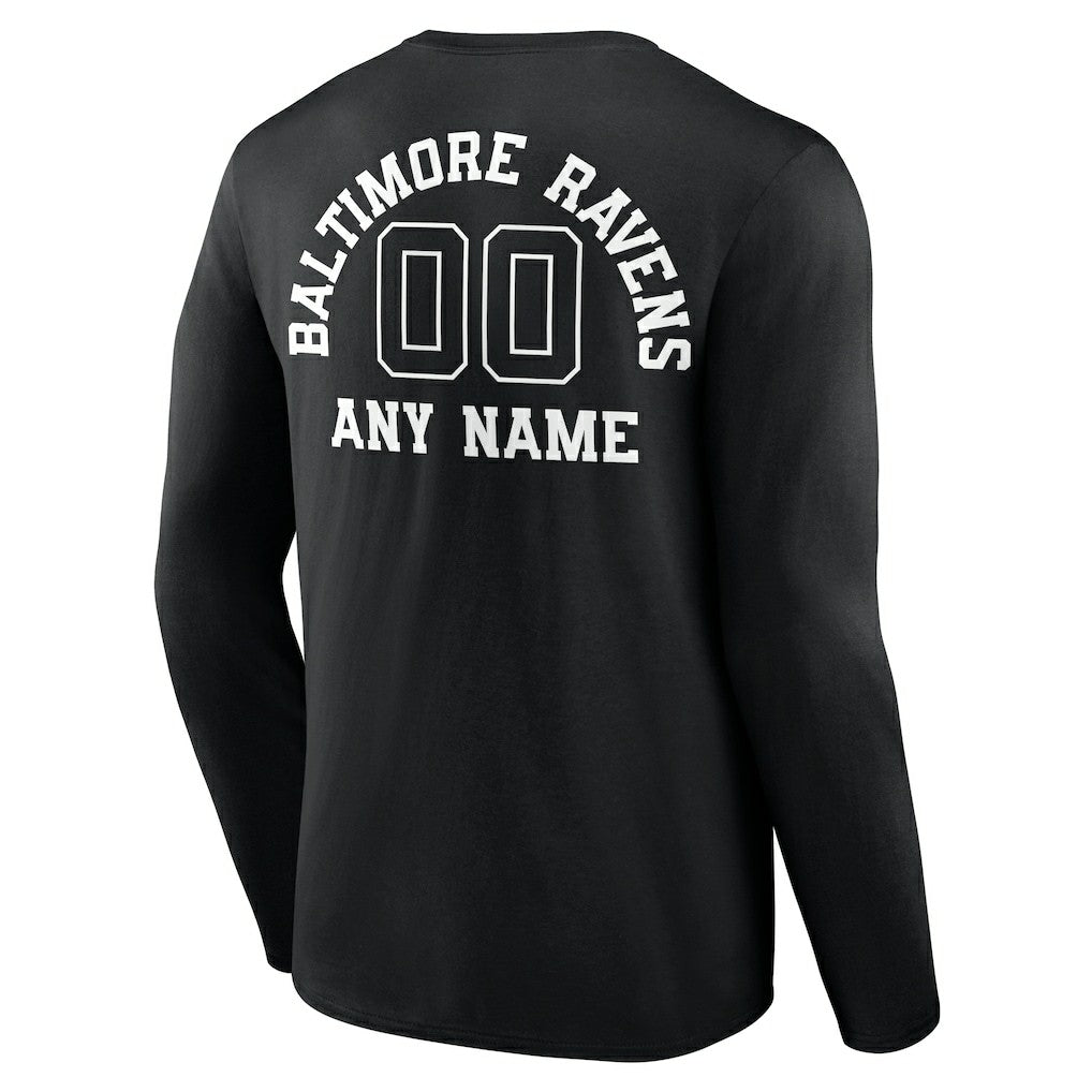 Baltimore Ravens Personalized Name & Number Monochrome Long Sleeve T-Shirt - Black cheap