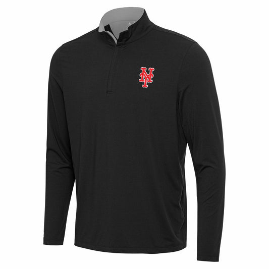 New York Mets Antigua Content Quarter-Zip Top - Black
