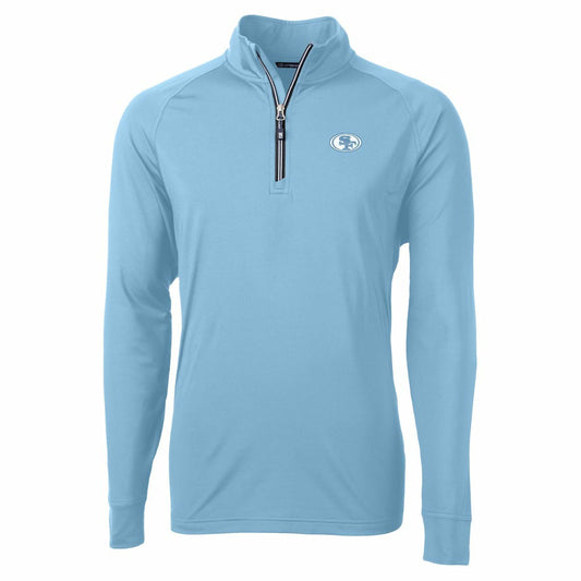 San Francisco 49ers Cutter & Buck Raglan Adapt Eco Knit Stretch Recycled Quarter-Zip Top - Powder Blue cheap