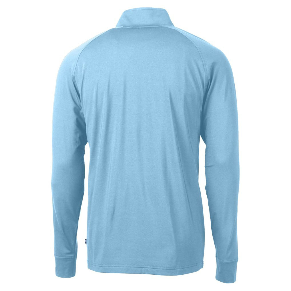San Francisco 49ers Cutter & Buck Raglan Adapt Eco Knit Stretch Recycled Quarter-Zip Top - Powder Blue cheap