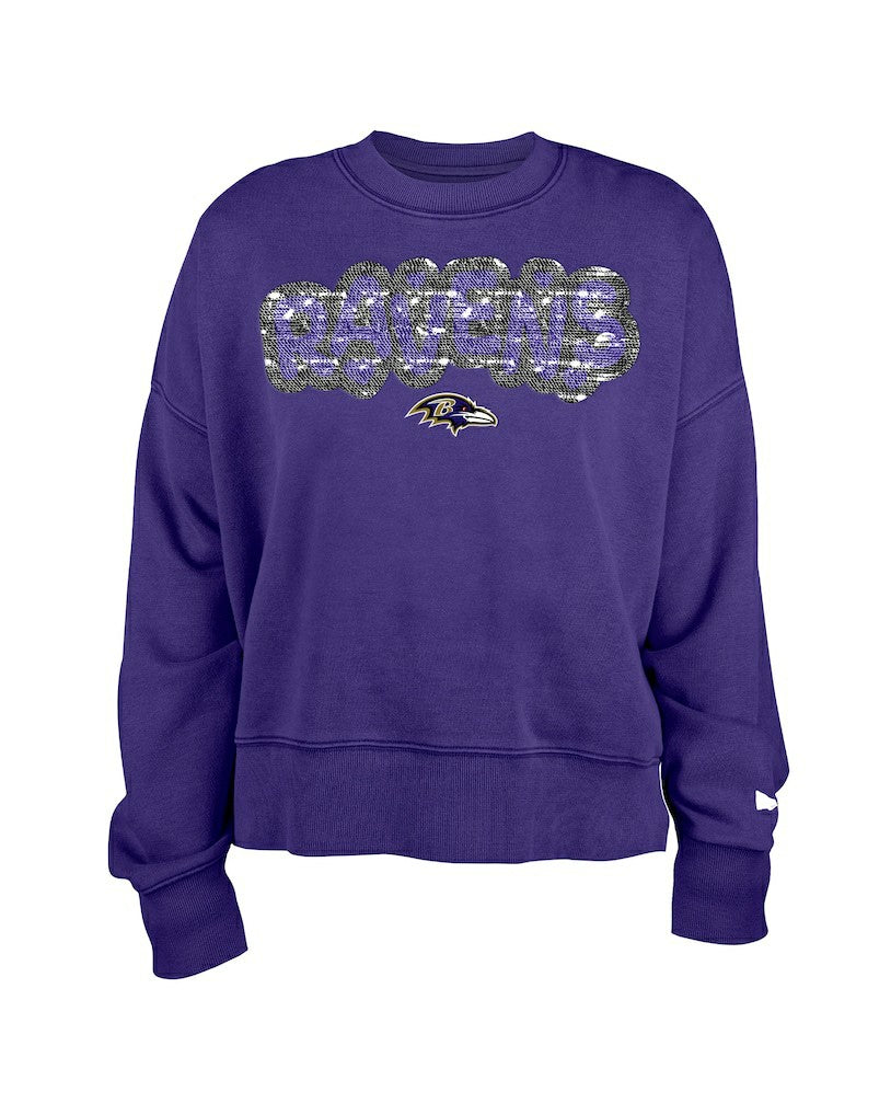 Baltimore Ravens New Era Girl's Flip Sequin Sweatshirt - Purple sale