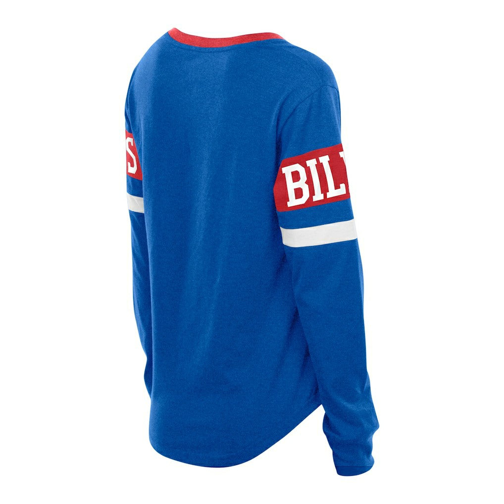 Buffalo Bills New Era Women's Plus Size Throwback Lace-Up Long Sleeve T-Shirt - Blue on sale