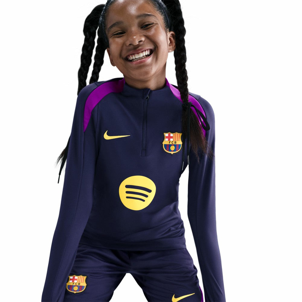 Barcelona Youth 2025/26 Strike Drill Quarter-Zip Dri-FIT Long Sleeve Top - Navy | Nike for sale