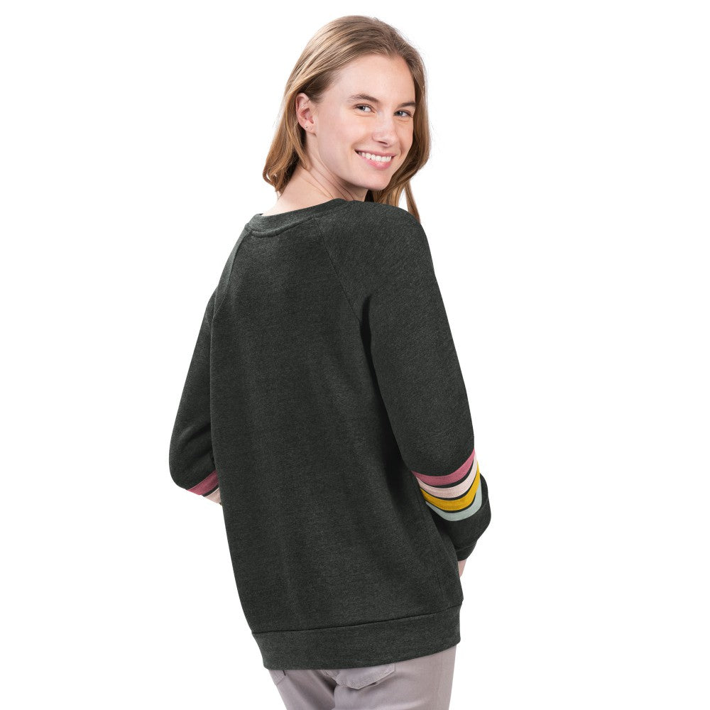 New York Mets G-III 4Her by Carl Banks Women's Allana Stripe Pullover Sweatshirt - Charcoal