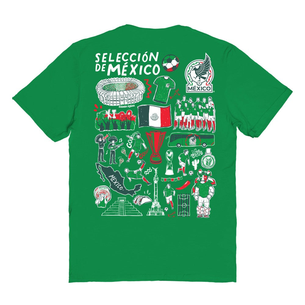Mexico National Team Vive La Fete Women's Impressions Artwork T-Shirt - Green discount