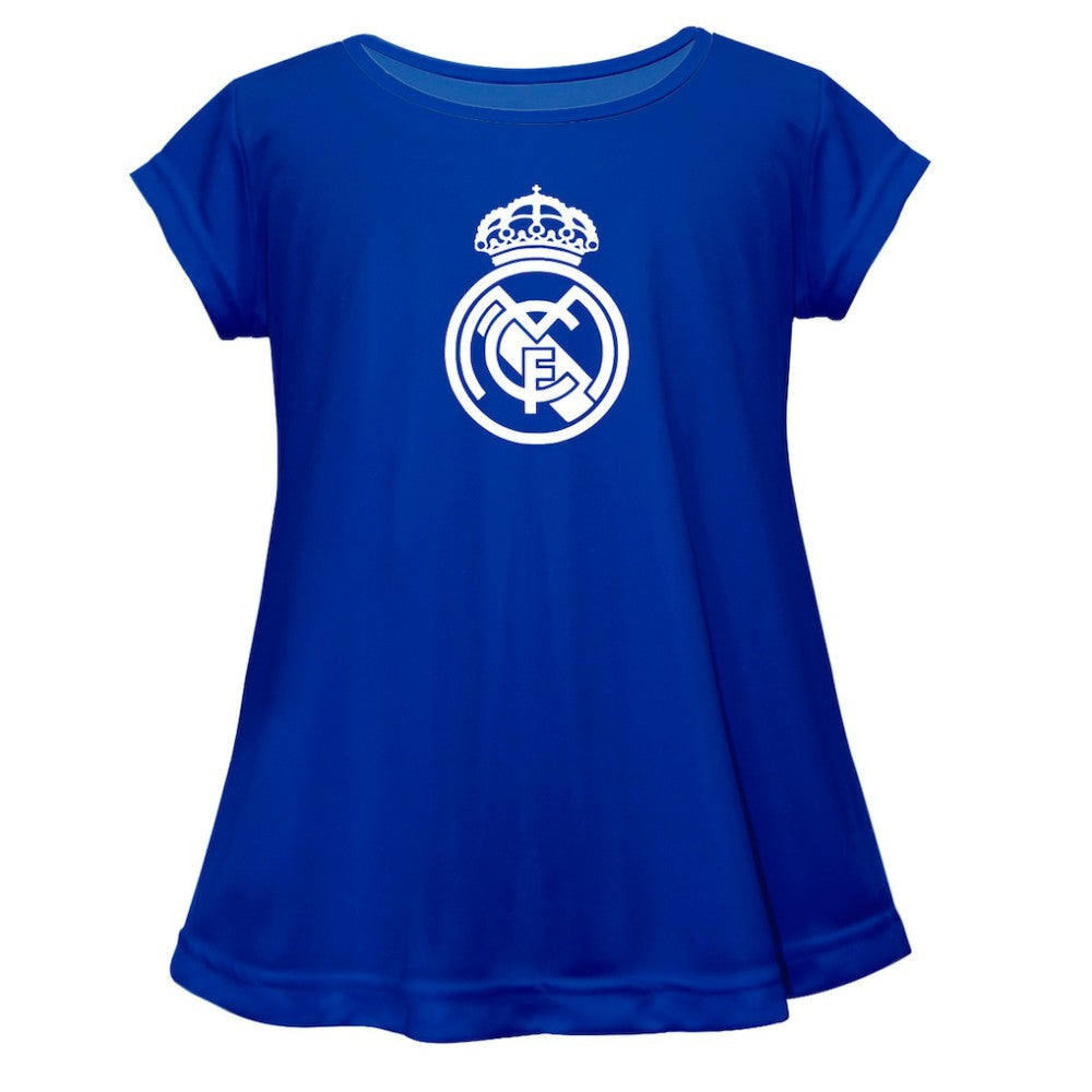 Real Madrid Vive La Fete Girls Youth Color Badge A-Line Top - Blue sale