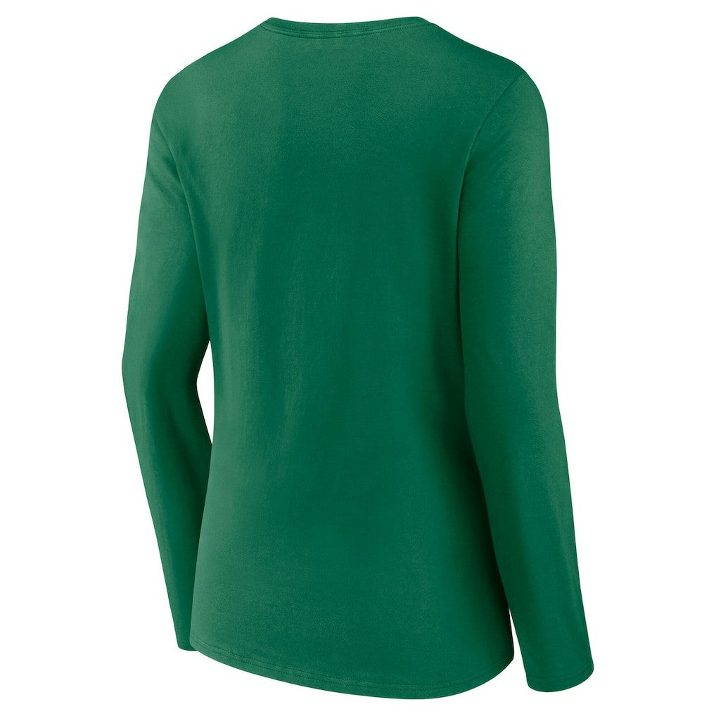 Philadelphia Eagles Women's Super Bowl LIX Champions Retro Logo Long Sleeve V-Neck T-Shirt - Kelly Green discount