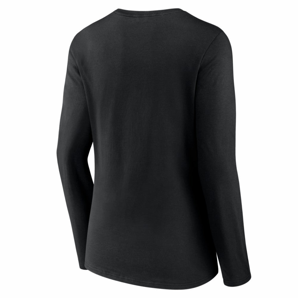 Miami Marlins Women's Logo Long Sleeve V-Neck T-Shirt - Black
