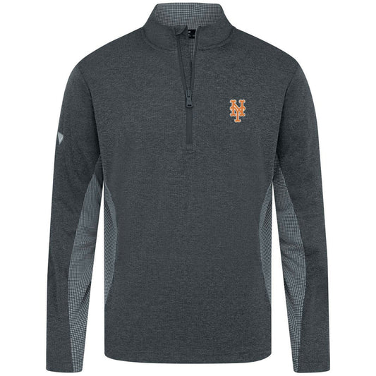 New York Mets Levelwear Waffle Insignia 2.0 Quarter-Zip Pullover - Heather Black