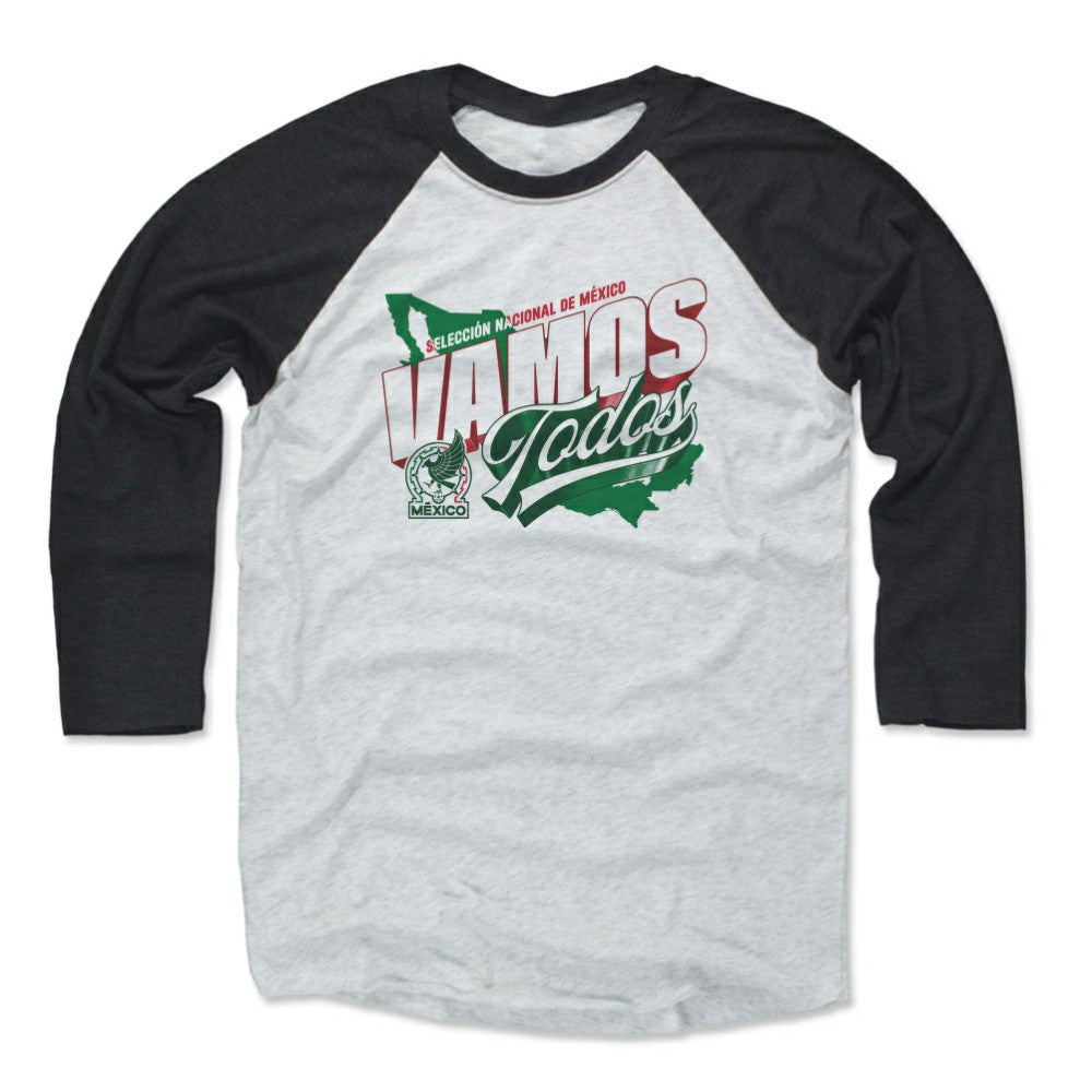 Mexico National Team 500 Level Vamos Todos 3/4-Sleeve Tri-Blend Baseball T-Shirt - Black/White shop