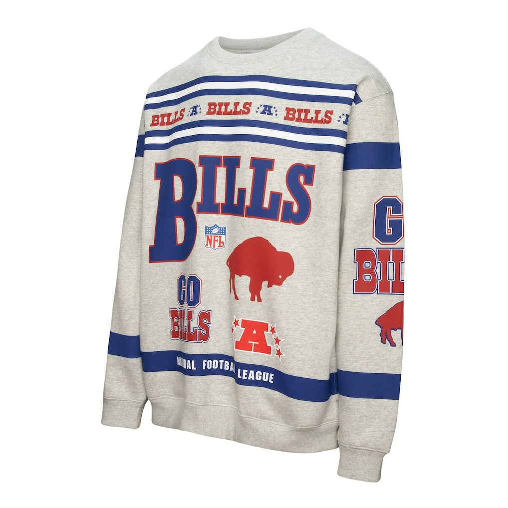 Buffalo Bills All Over Print Vintage Fleece Crewneck Sweatshirt - Heather Gray sale
