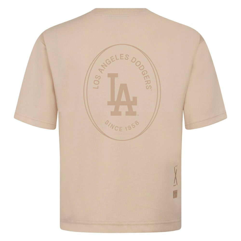 Los Angeles Dodgers Levelwear Register Oversized Luxe Signature Knit T-Shirt - Khaki