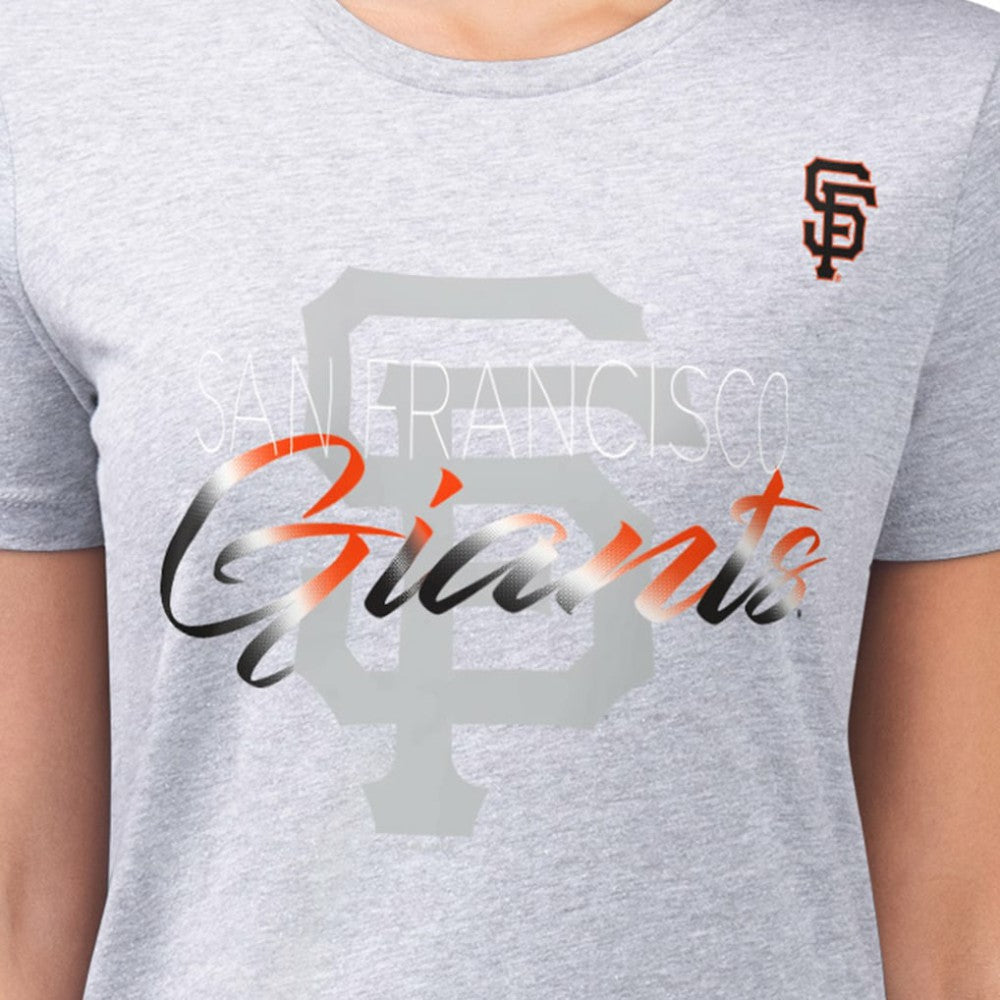 San Francisco Giants G-III 4Her by Carl Banks Women's Super-Slim Fit Lightweight Shadow Logo Graphic T-Shirt - Heather Gray