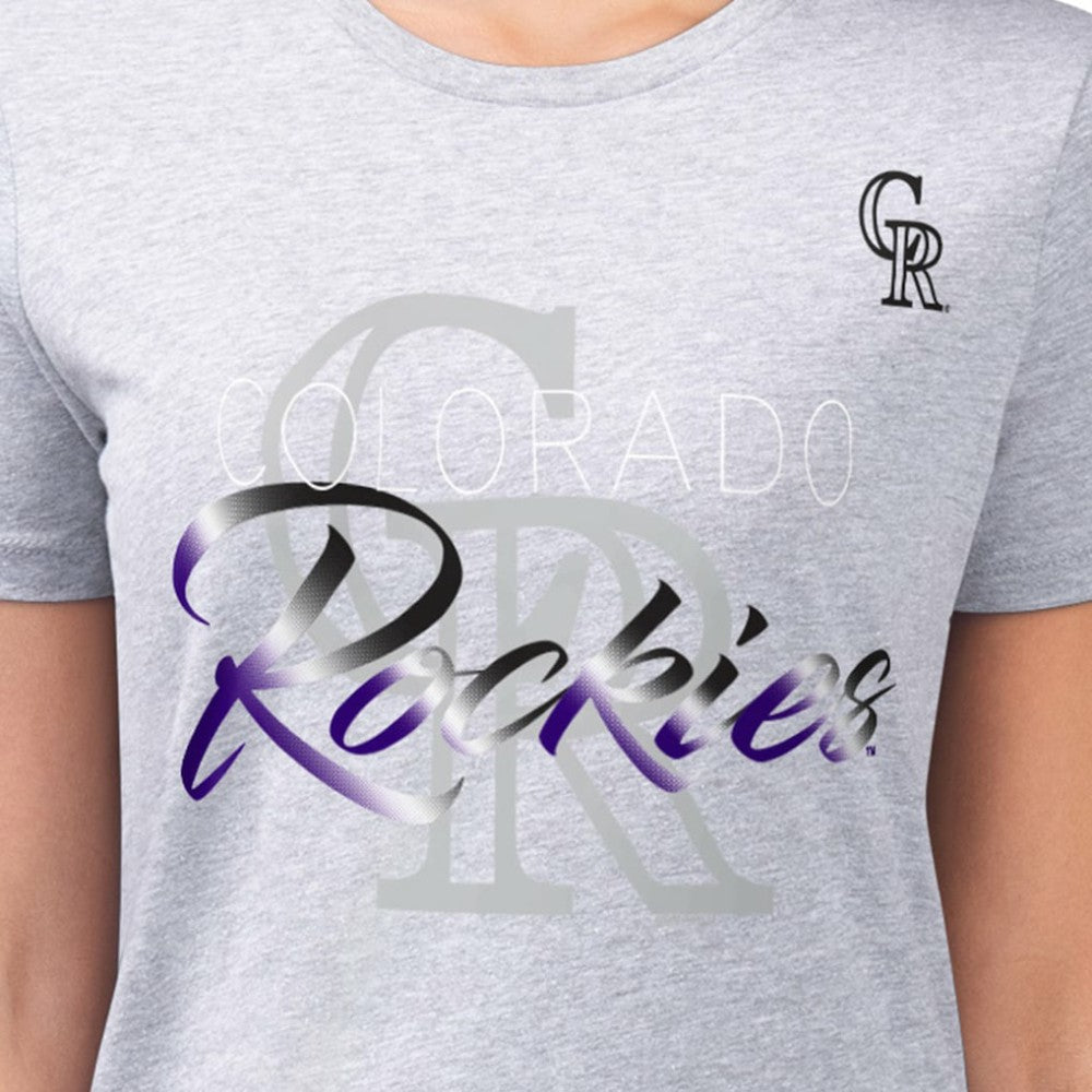 Colorado Rockies G-III 4Her by Carl Banks Women's Super-Slim Fit Lightweight Shadow Logo Graphic T-Shirt - Heather Gray