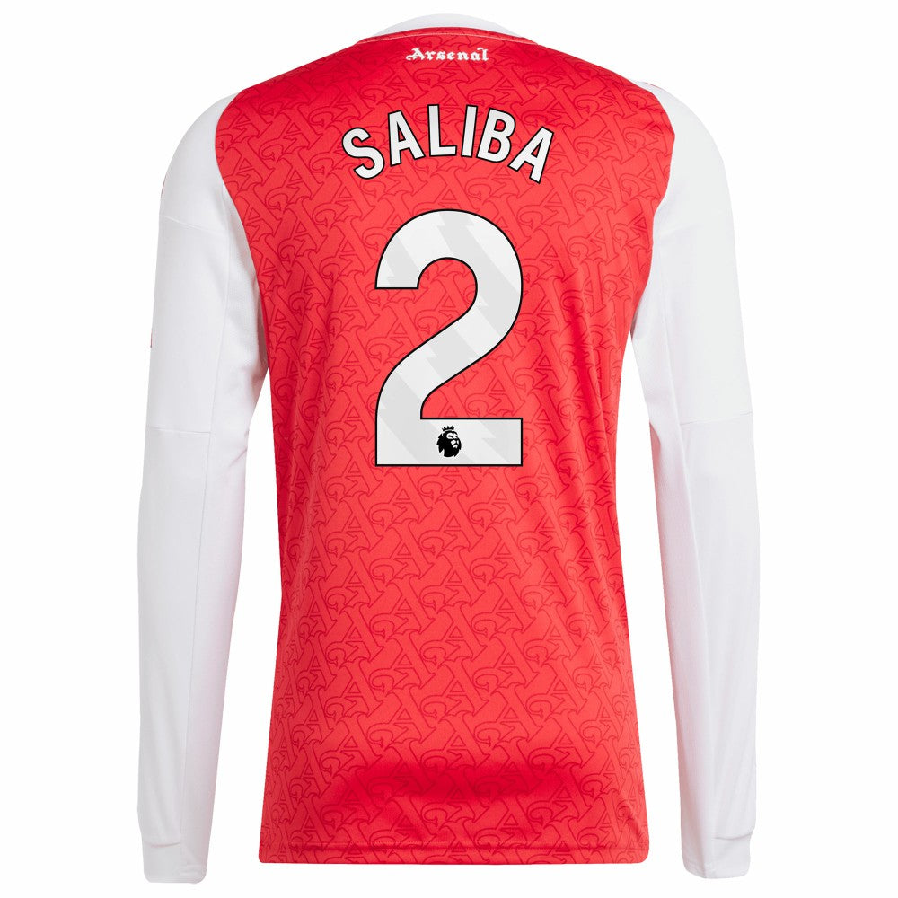 William Saliba Arsenal 2025/26 Home Replica Long Sleeve Player Jersey - Red | Adidas on sale