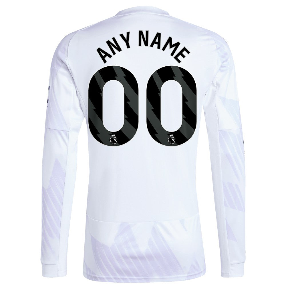 Manchester United 2025/26 Away Replica Long Sleeve Custom Jersey - White | Adidas discount