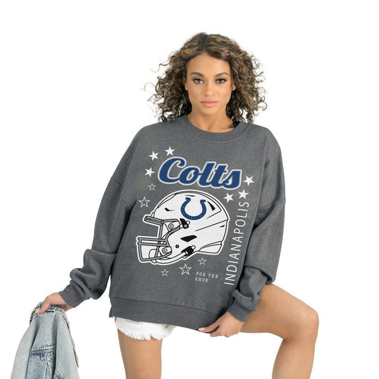 Indianapolis Colts Gameday Couture Women's Ready to Rumble Premium Fleece Pullover Sweatshirt - Gray online