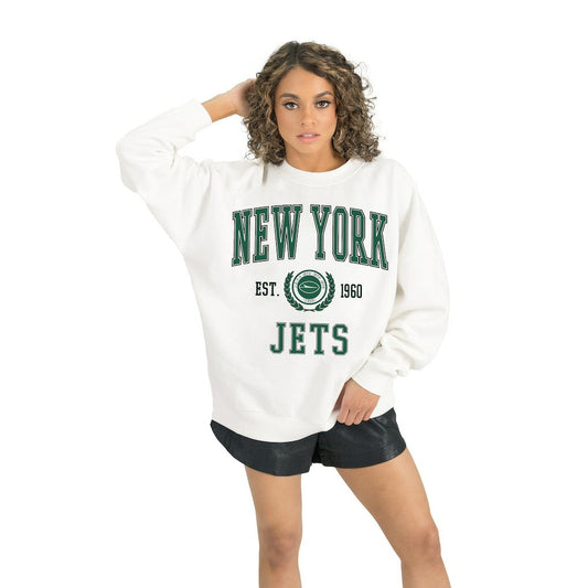 New York Jets Gameday Couture Women's Timeless Triumph Premium Fleece Pullover Sweatshirt - White on sale
