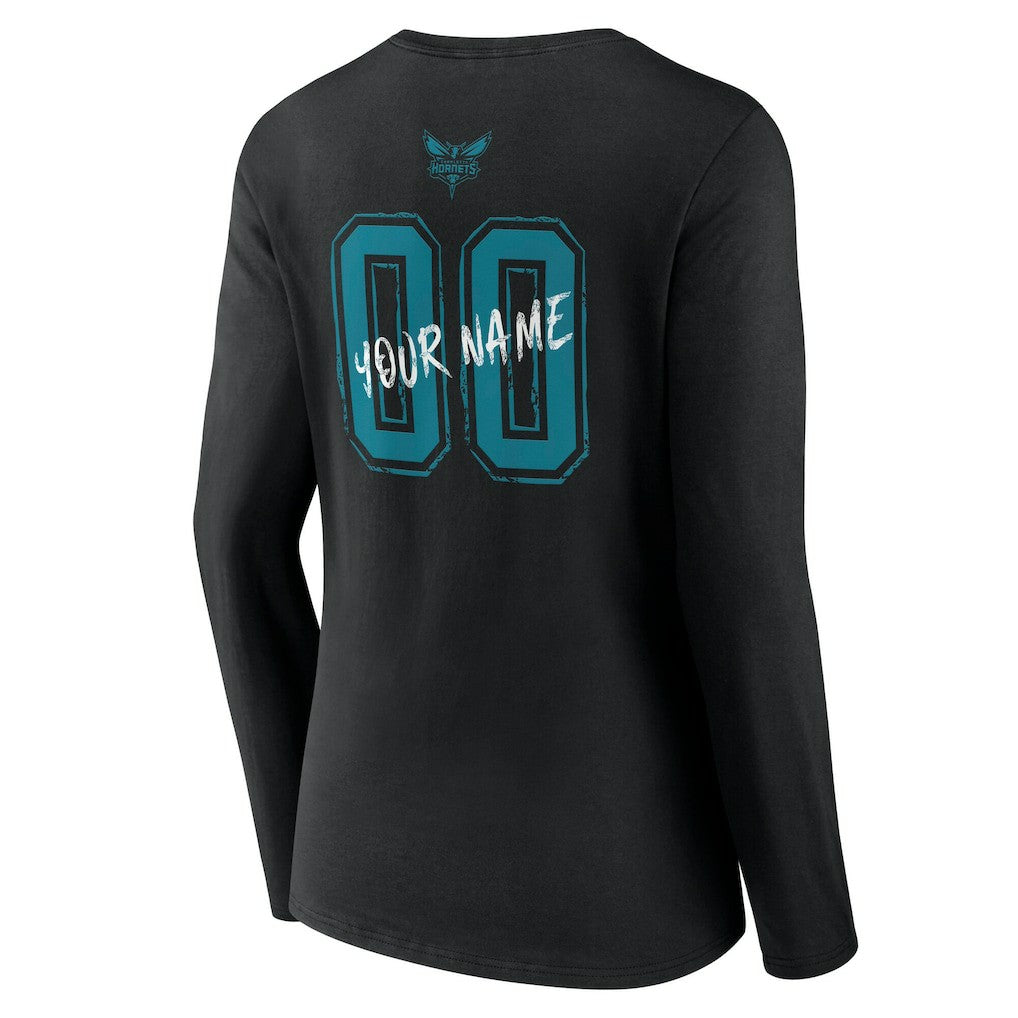 Charlotte Hornets Women's Hustle Custom Long Sleeve V-Neck T-Shirt - Black discount