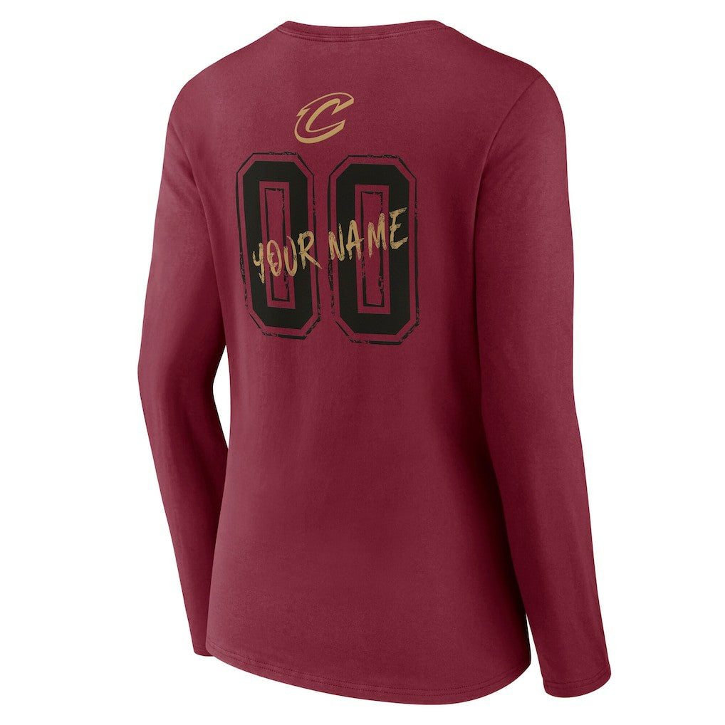 Cleveland Cavaliers Women's Hustle Custom Long Sleeve V-Neck T-Shirt sale - Wine on sale