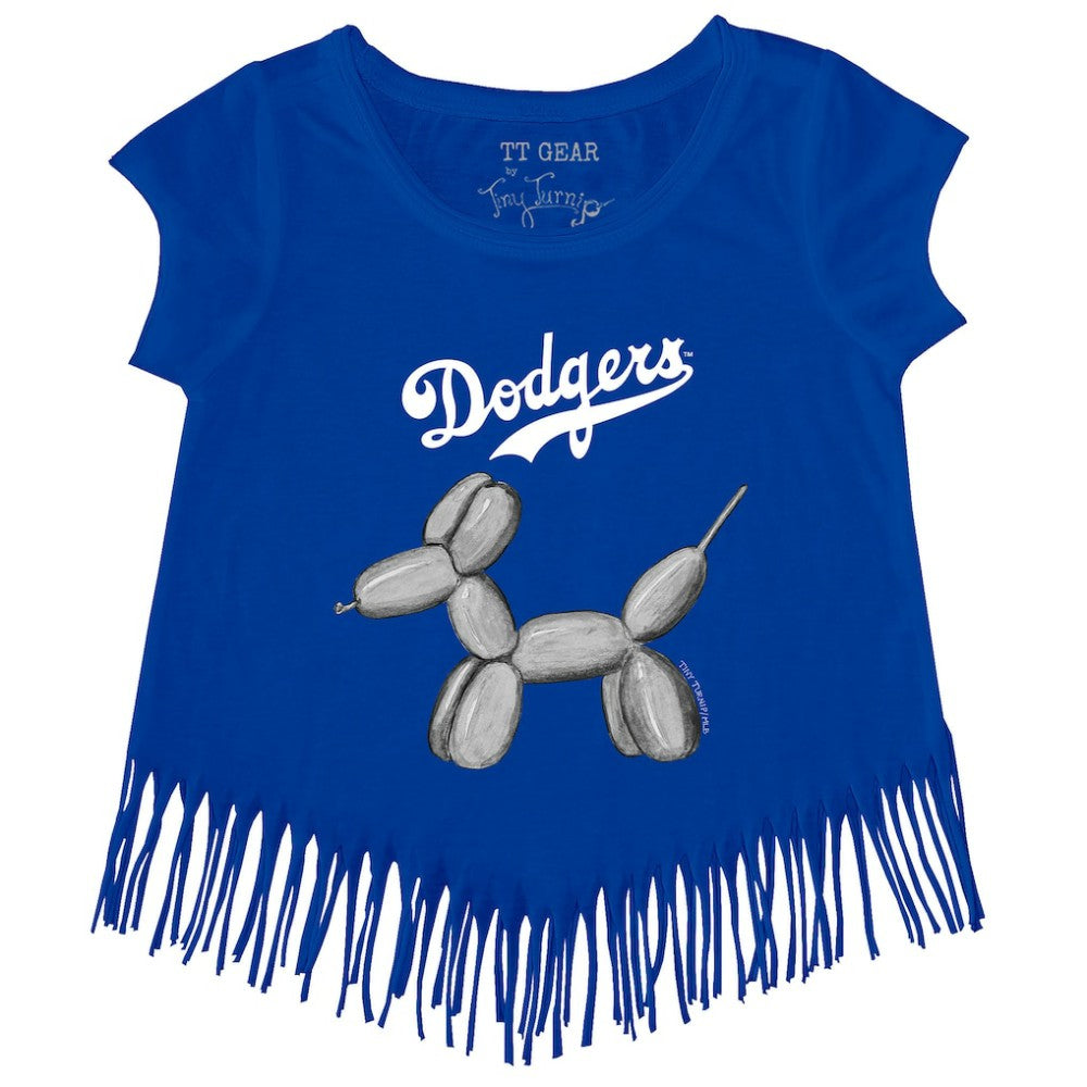 Los Angeles Dodgers Tiny Turnip Girls Youth Balloon Dog Fringe T-Shirt - Royal
