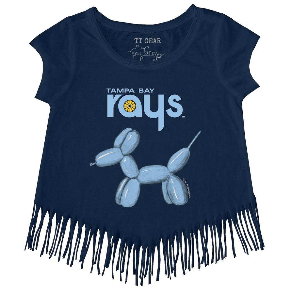 Tampa Bay Rays Tiny Turnip Girls Youth Balloon Dog Fringe T-Shirt - Navy