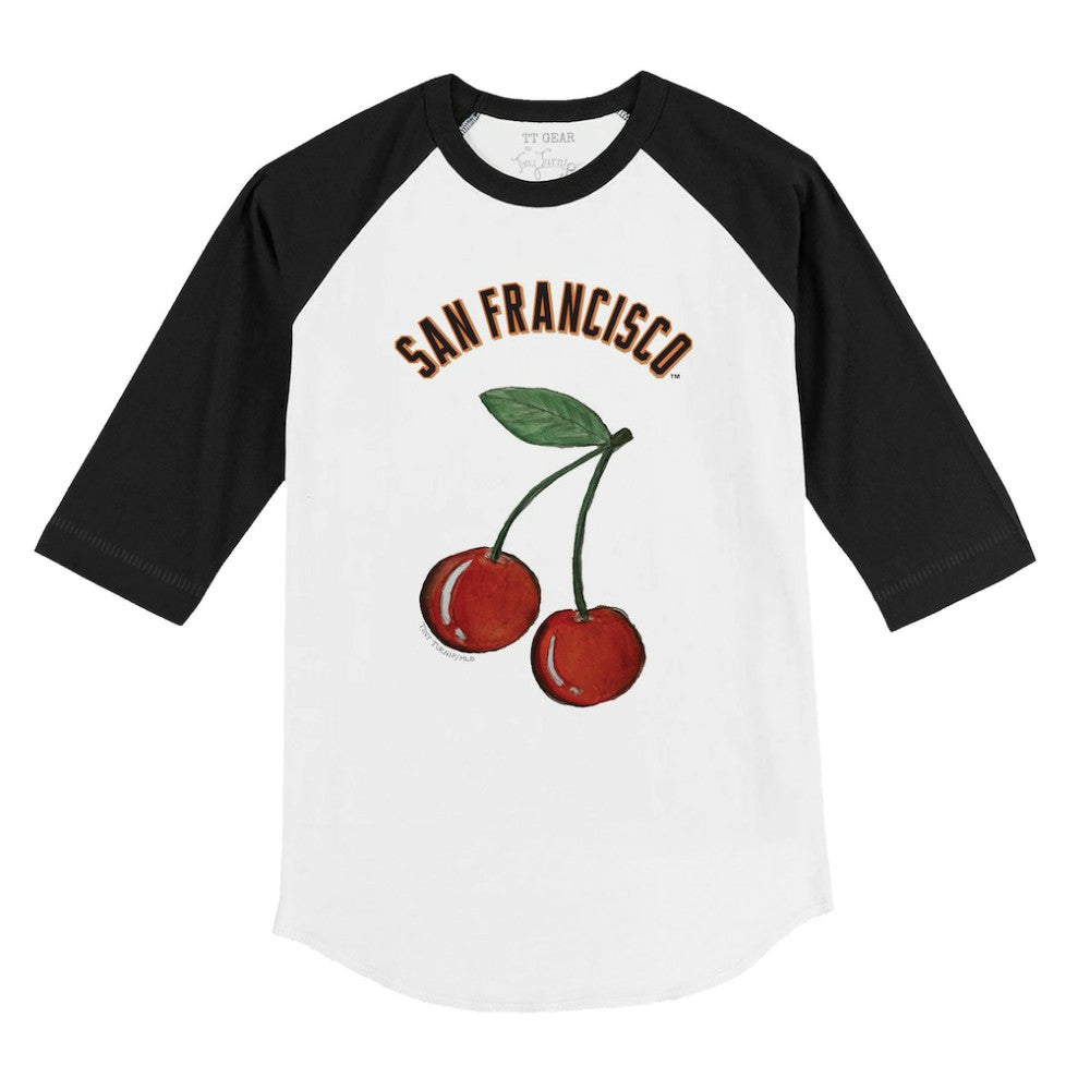 San Francisco Giants Tiny Turnip Youth Cherries 3/4-Sleeve Raglan Baseball T-Shirt - White