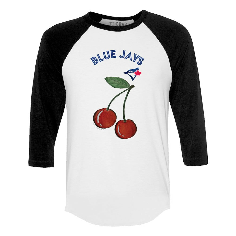 Toronto Blue Jays Tiny Turnip Women's Cherries 3/4-Sleeve Raglan Baseball T-Shirt - White