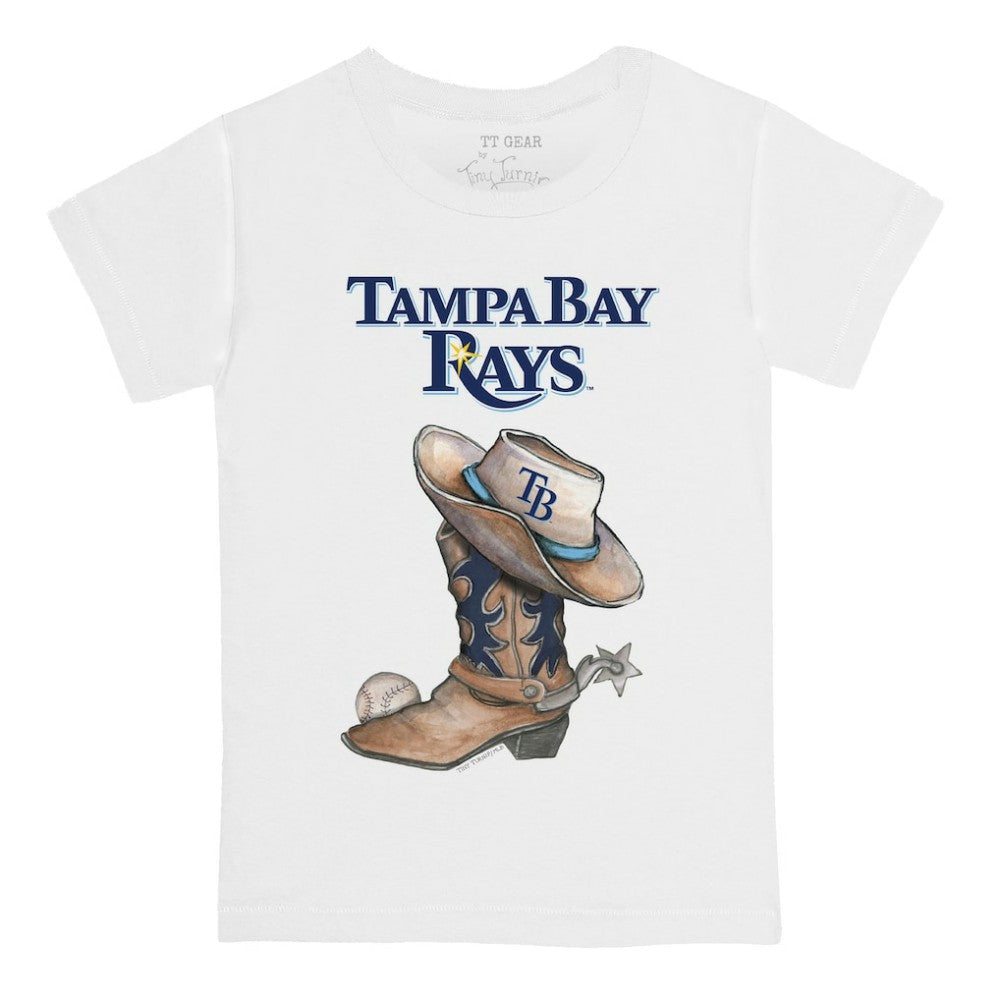 Tampa Bay Rays Tiny Turnip Youth Cowboy Boot T-Shirt - White