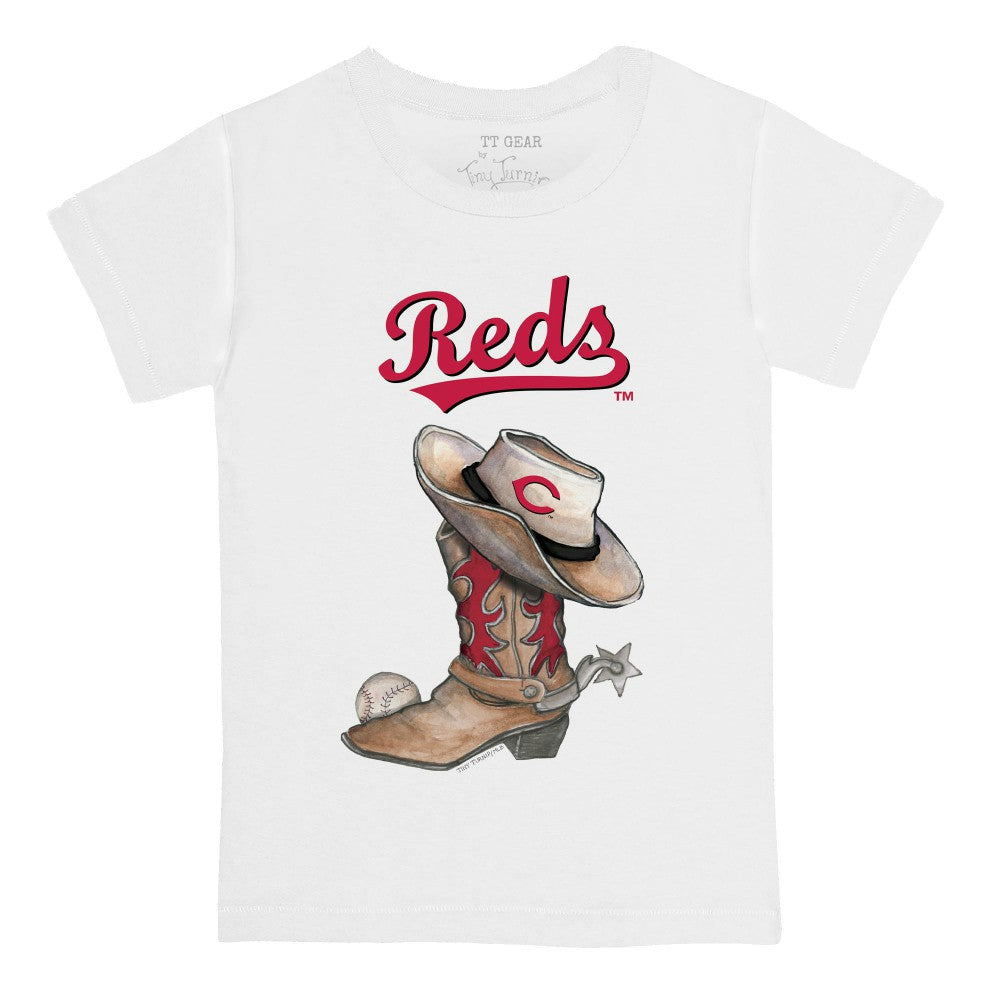 Cincinnati Reds Tiny Turnip Youth Cowboy Boot T-Shirt - White