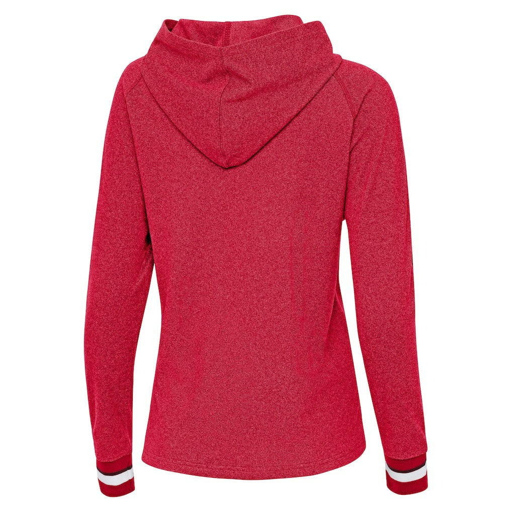 San Francisco 49ers Antigua Women's Trek Raglan Pullover Hoodie - Scarlet on sale