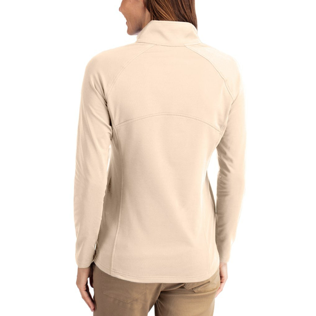 San Francisco 49ers Cutter & Buck Women's Adapt Eco Knit Stretch Recycled Raglan Half-Zip Pullover - Tan sale