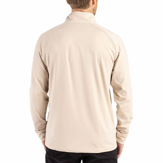 San Francisco 49ers Cutter & Buck Adapt Eco Knit Stretch Recycled Quarter-Zip Pullover - Tan outlet