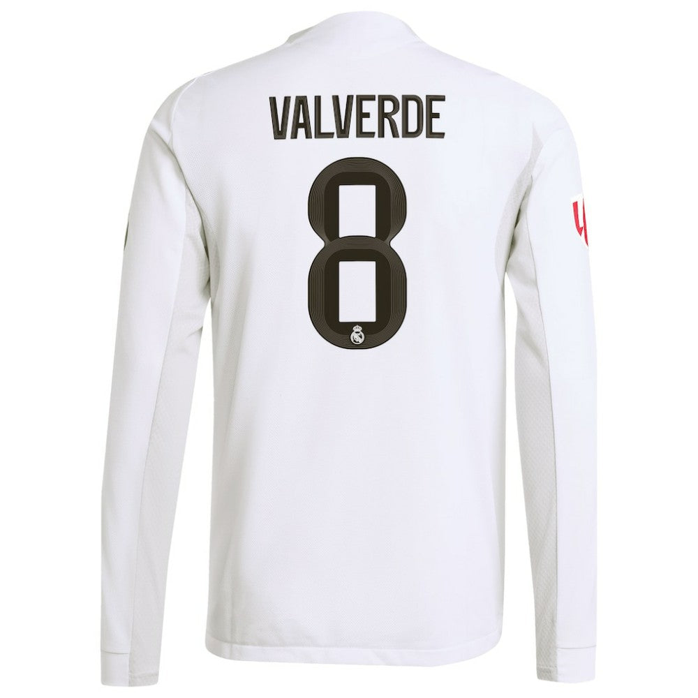 Federico Valverde Real Madrid 2025/26 Home Long Sleeve Jersey - White | Adidas cheap