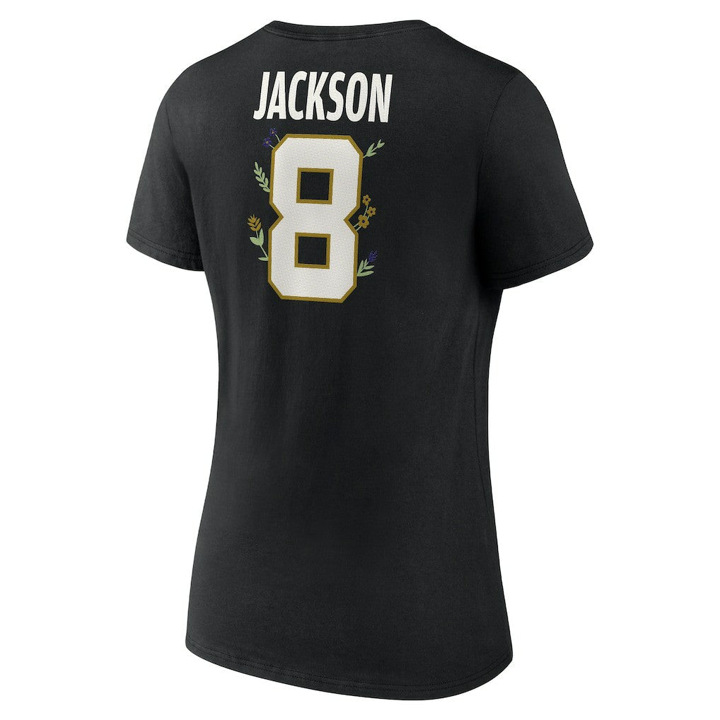 Lamar Jackson Baltimore Ravens Women's Floral Name & Number V-Neck T-Shirt - Black on sale