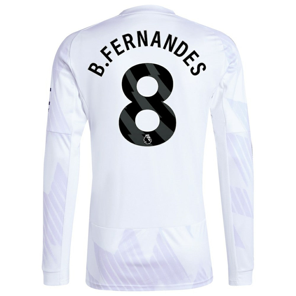 Bruno Fernandes Manchester United 2025/26 Away Replica Long Sleeve Player Jersey - White | Adidas on sale