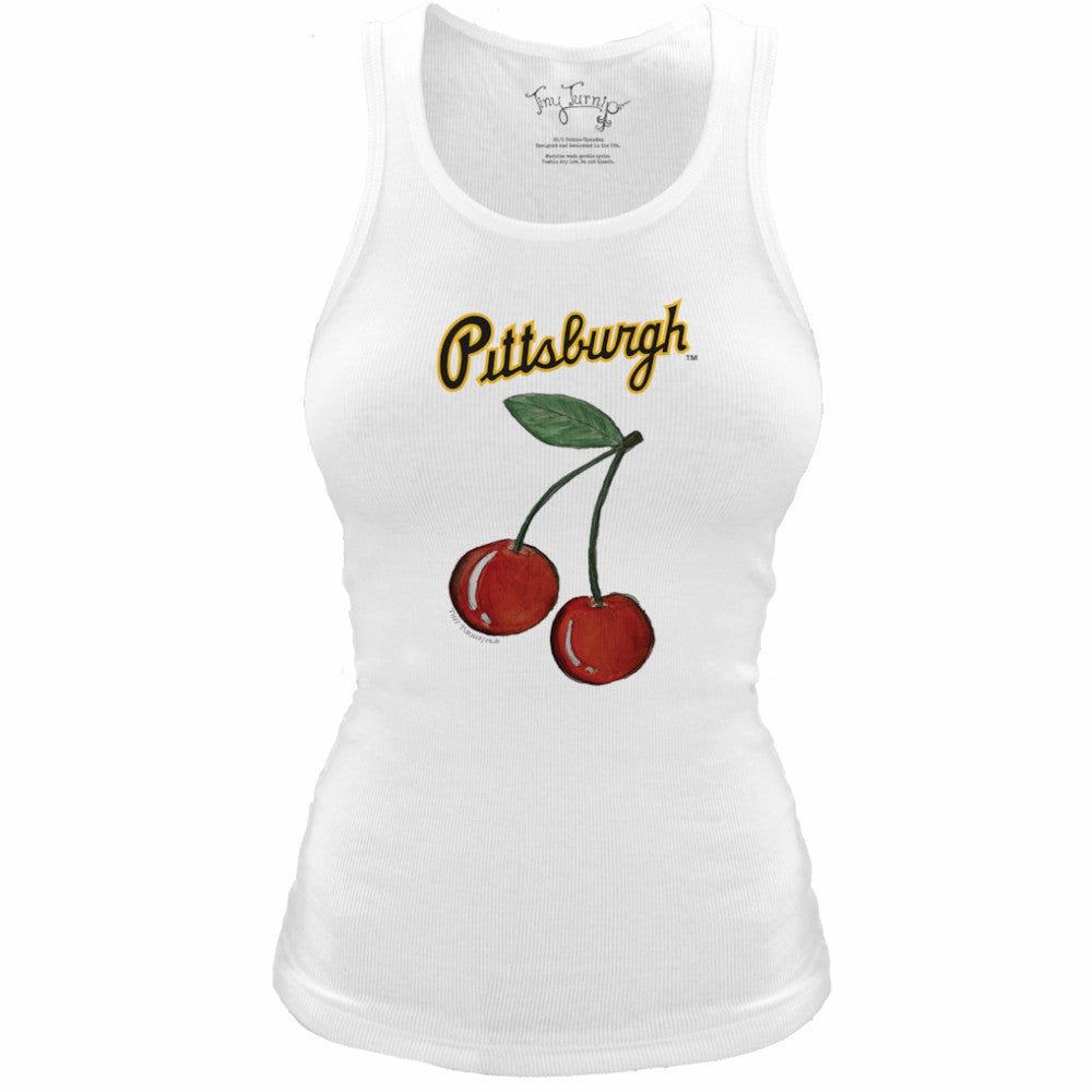 Pittsburgh Pirates Tiny Turnip Women's Fitted Cherries Tri-Blend Tank Top - White