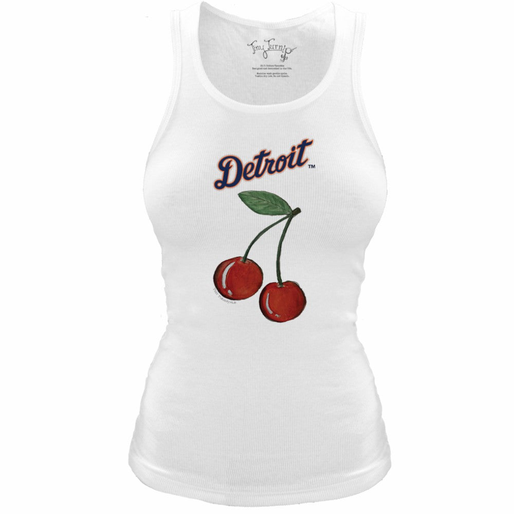 Detroit Tigers Tiny Turnip Women's Fitted Cherries Tri-Blend Tank Top - White