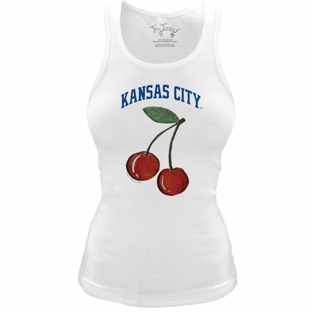 Kansas City Royals Tiny Turnip Women's Fitted Cherries Tri-Blend Tank Top - White