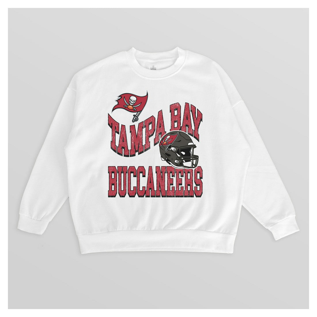 Tampa Bay Buccaneers Gameday Couture Women's Oversized Hard Earned Premium Fleece Pullover Sweatshirt - White cheap
